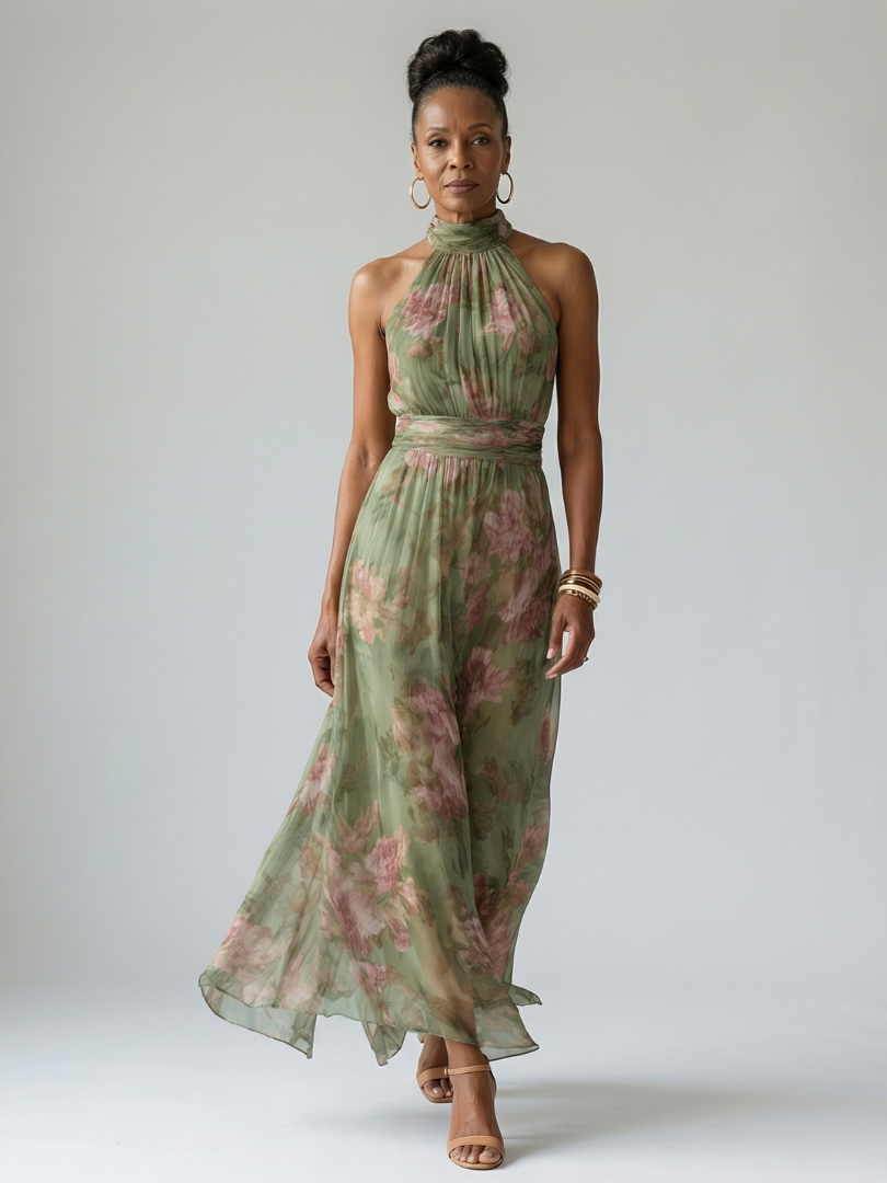 Women's Halter Maxi Dress | Floral Print · Sasha Sydney