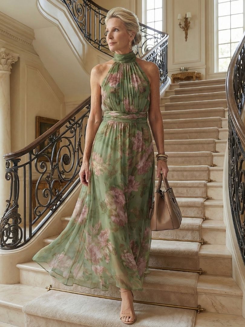 Women's Halter Maxi Dress | Floral Print · Sasha Sydney