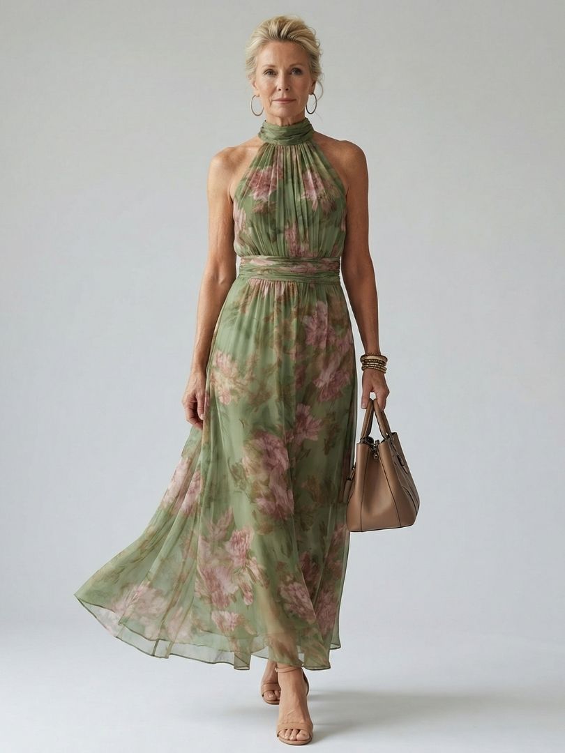 Women's Halter Maxi Dress | Floral Print · Sasha Sydney
