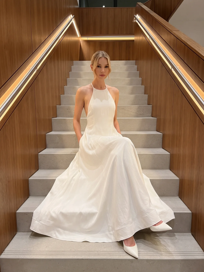 Women's Halter Maxi Dress | Open Back · Sasha Sydney