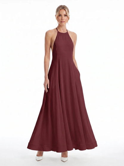 Women's Halter Maxi Dress | Open Back · Sasha Sydney