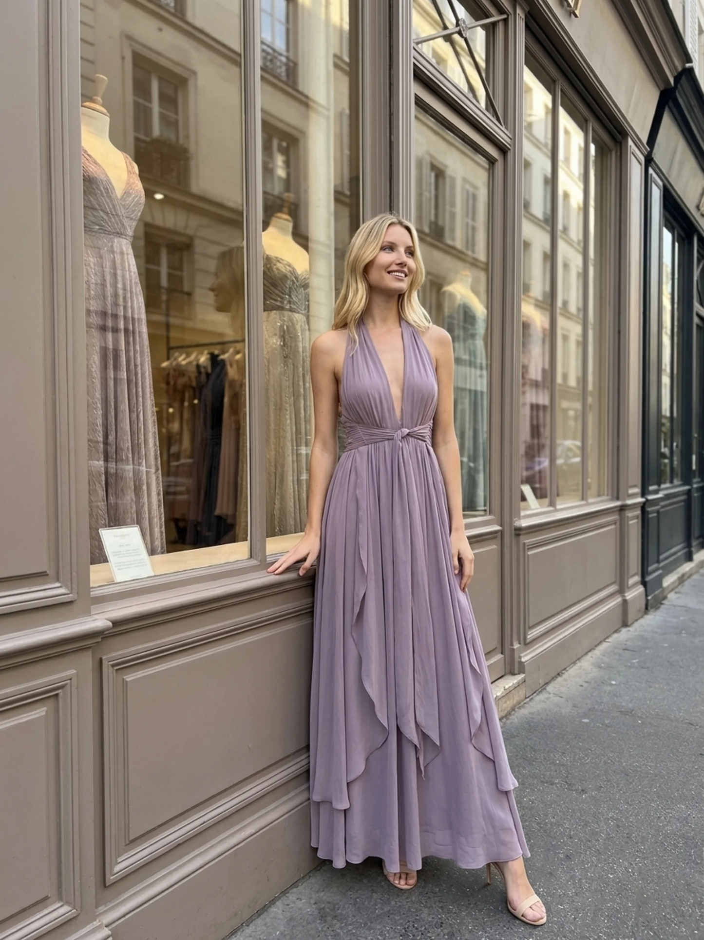 Women's Halter Maxi Dress | Plunge Neckline · Sasha Sydney