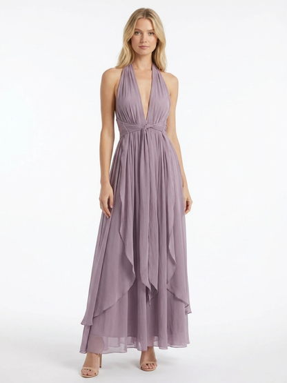 Women's Halter Maxi Dress | Plunge Neckline · Sasha Sydney