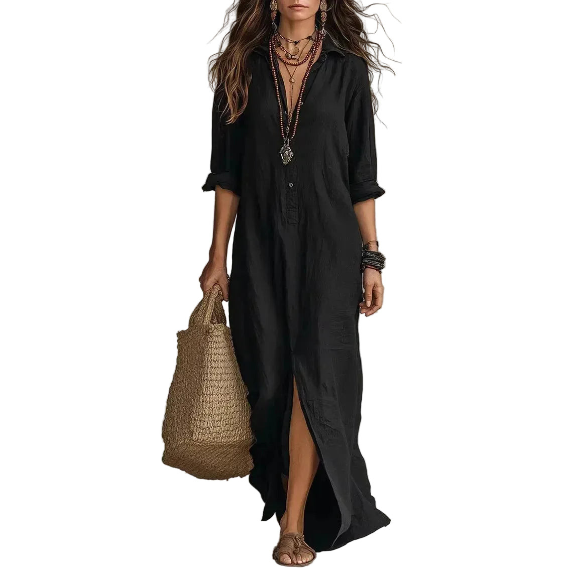 Women's Maxi Shirt Dress | Side Split · Sasha Sydney