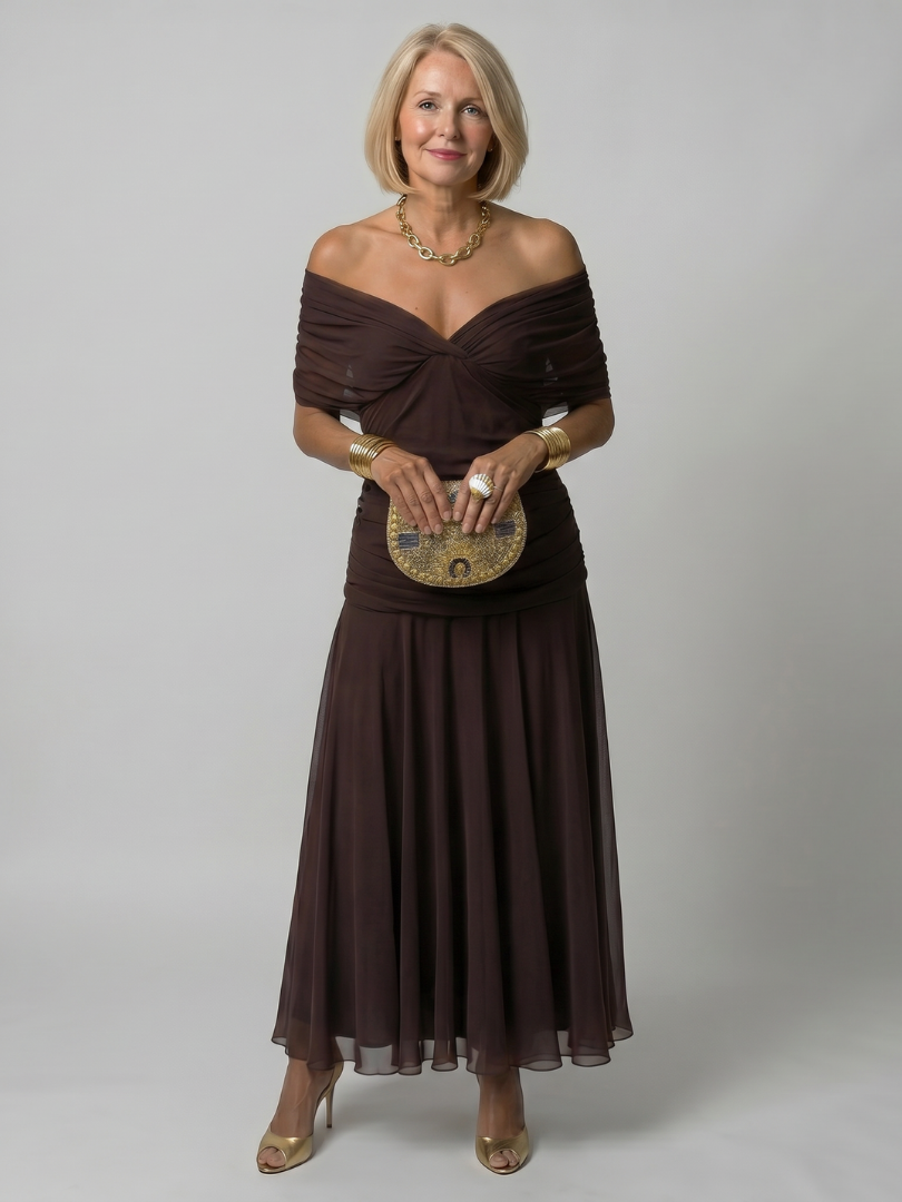 Women's Off-Shoulder Midi Dress | Floral Print · Sasha Sydney