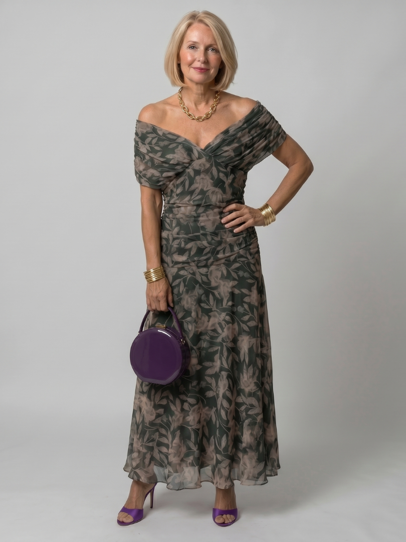 Women's Off-Shoulder Midi Dress | Floral Print · Sasha Sydney