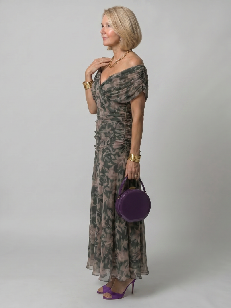 Women's Off-Shoulder Midi Dress | Floral Print · Sasha Sydney