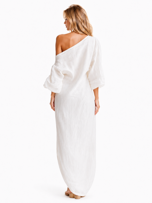 Women's One-Shoulder Maxi Dress | Puff Sleeves · Sasha Sydney