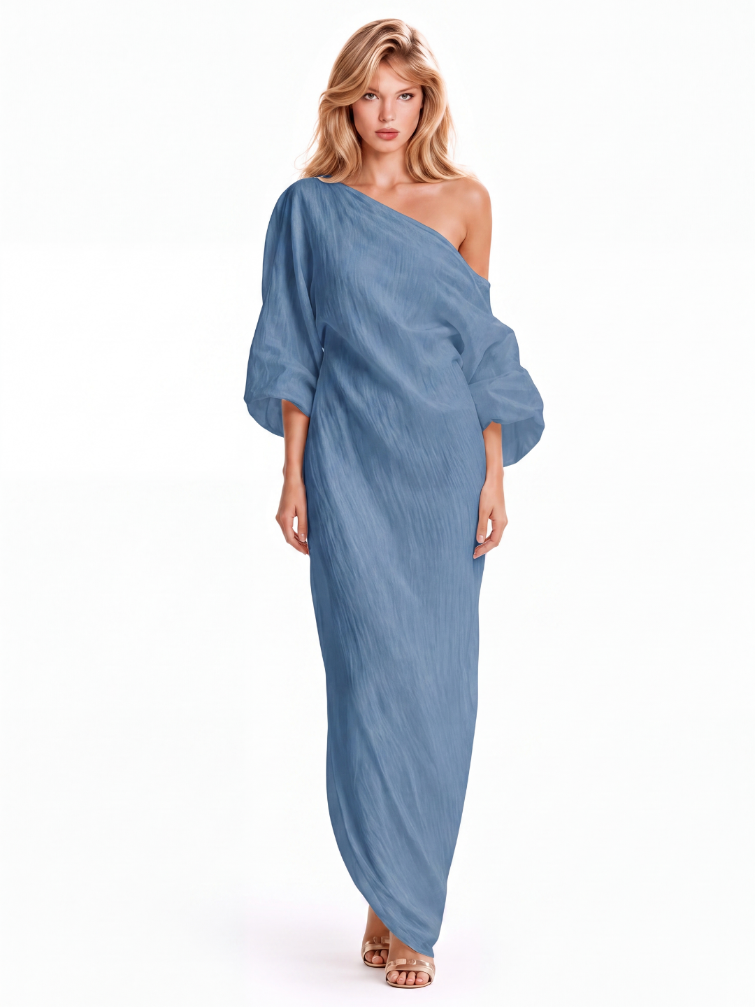 Women's One-Shoulder Maxi Dress | Puff Sleeves · Sasha Sydney