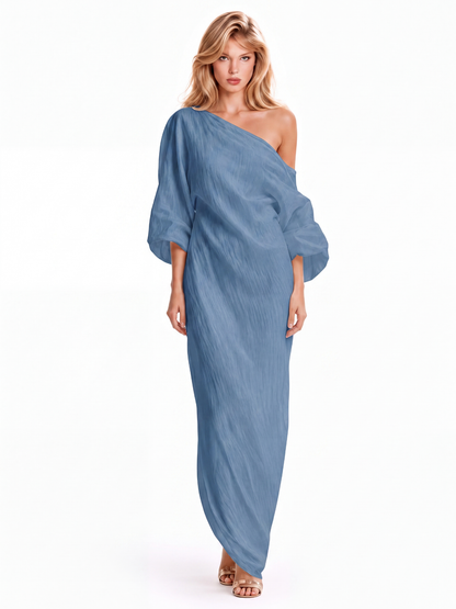 Women's One-Shoulder Maxi Dress | Puff Sleeves · Sasha Sydney