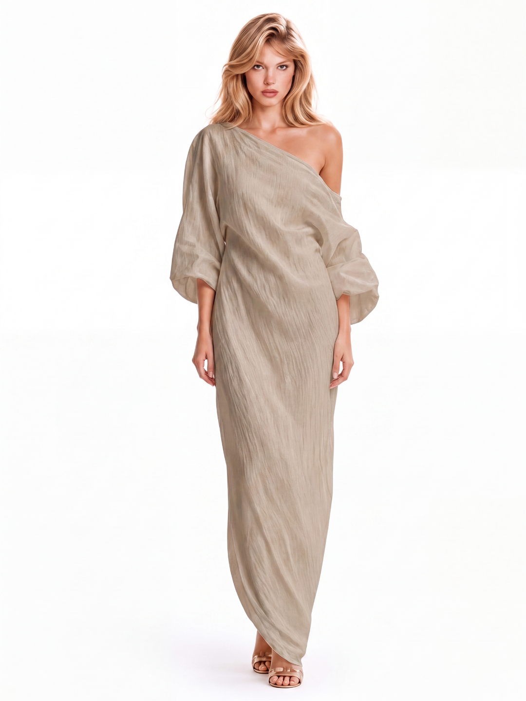 Women's One-Shoulder Maxi Dress | Puff Sleeves · Sasha Sydney