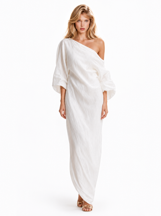 Women's One-Shoulder Maxi Dress | Puff Sleeves · Sasha Sydney
