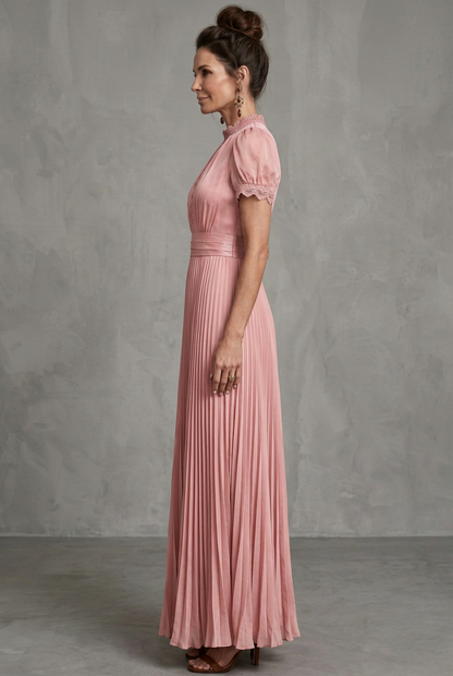 Women's Pleated Maxi Dress | Lace Trim · Sasha Sydney