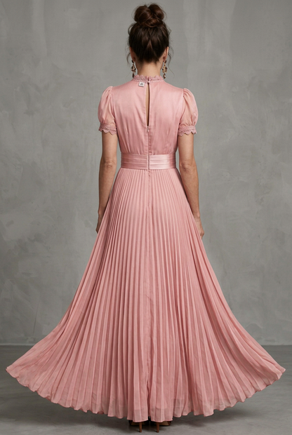 Women's Pleated Maxi Dress | Lace Trim · Sasha Sydney