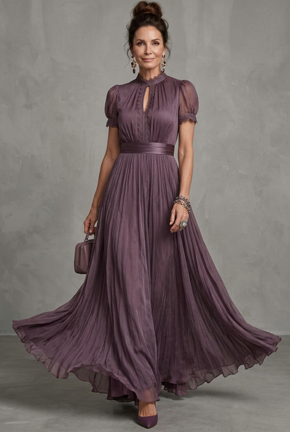 Women's Pleated Maxi Dress | Lace Trim · Sasha Sydney