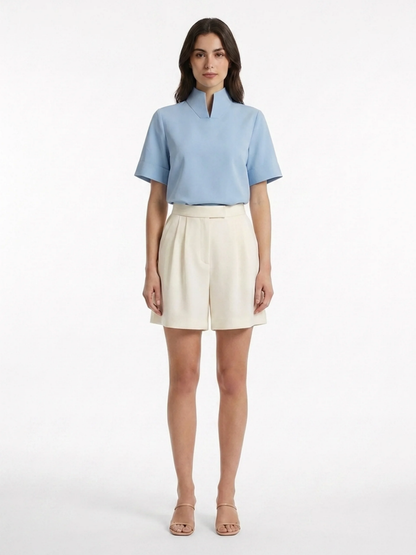 Women's Short-Sleeve Blouse | Stand Collar · Sasha Sydney
