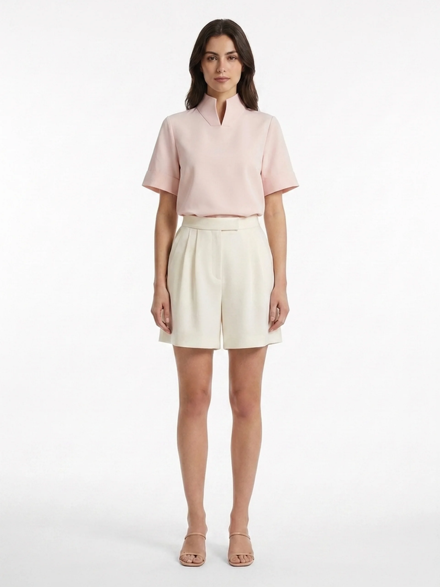 Women's Short-Sleeve Blouse | Stand Collar · Sasha Sydney