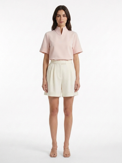 Women's Short-Sleeve Blouse | Stand Collar · Sasha Sydney