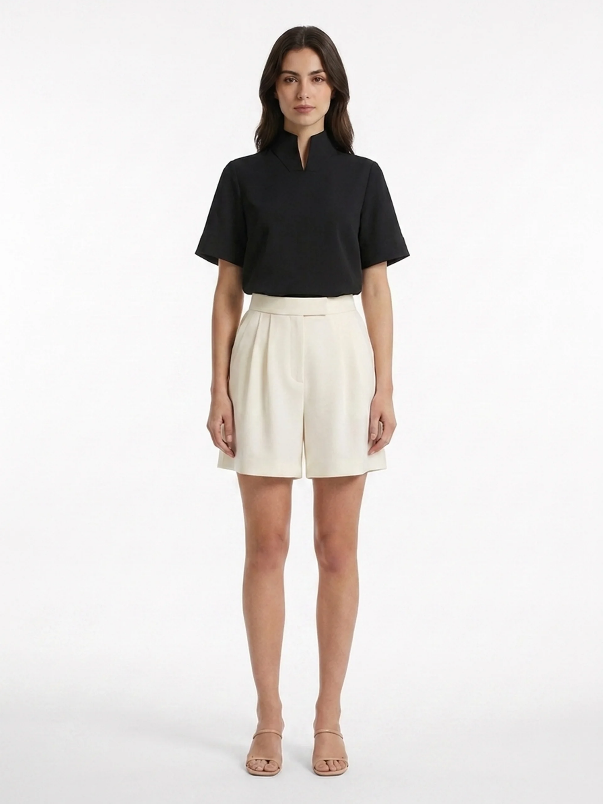 Women's Short-Sleeve Blouse | Stand Collar · Sasha Sydney