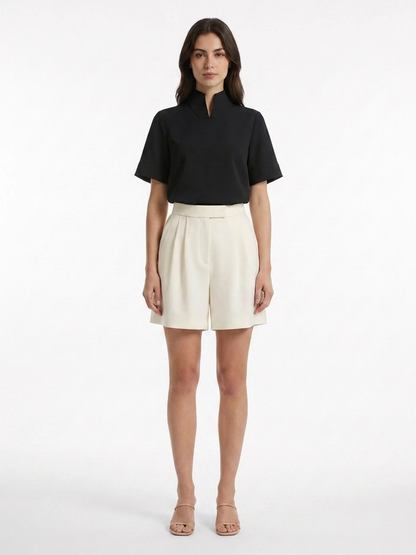 Women's Short-Sleeve Blouse | Stand Collar · Sasha Sydney