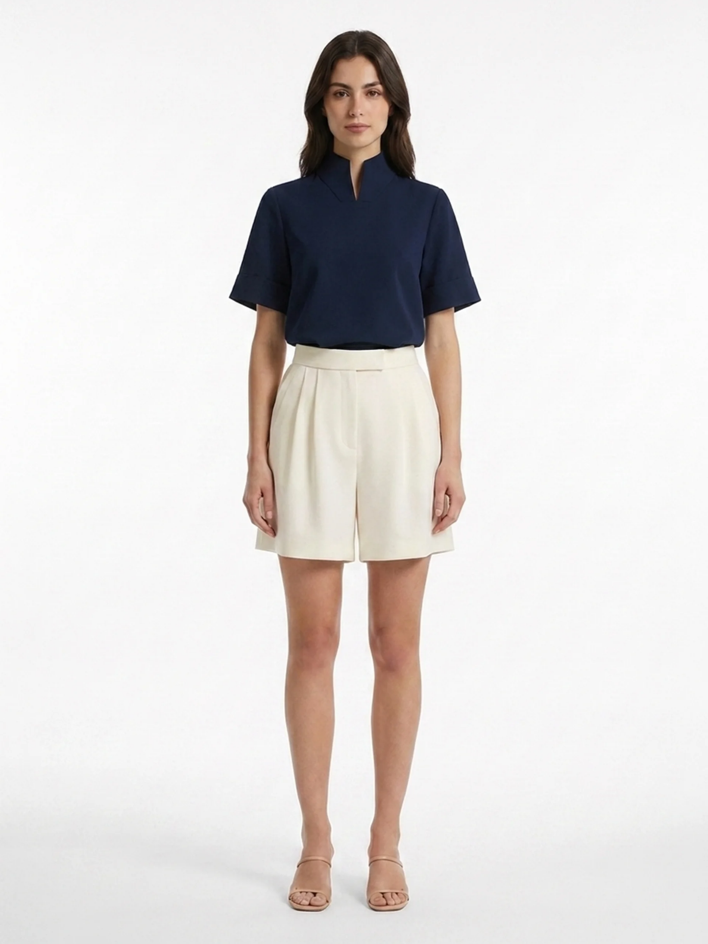 Women's Short-Sleeve Blouse | Stand Collar · Sasha Sydney