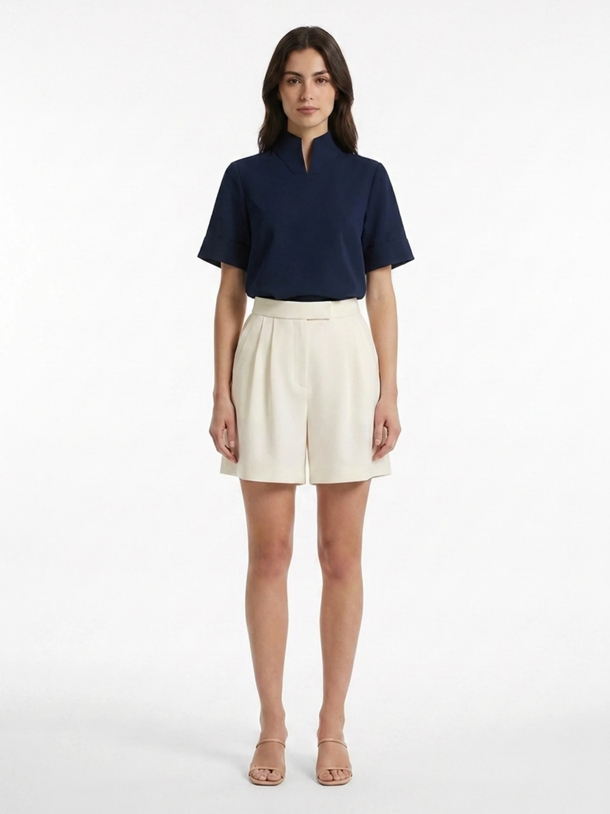 Women's Short-Sleeve Blouse | Stand Collar · Sasha Sydney