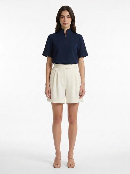 Women's Short-Sleeve Blouse | Stand Collar · Sasha Sydney