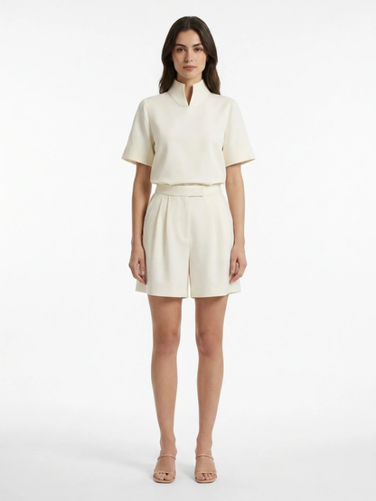 Women's Short-Sleeve Blouse | Stand Collar · Sasha Sydney