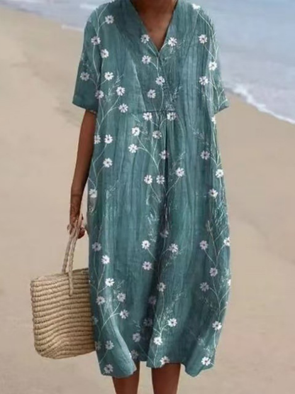 Women's Short-Sleeve Midi Dress | Floral Print · Sasha Sydney