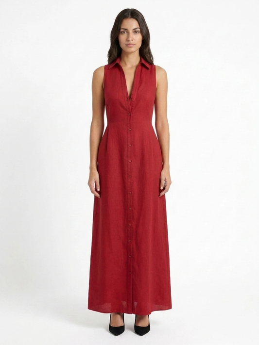 Women's Sleeveless Maxi Dress | Button-Front · Sasha Sydney