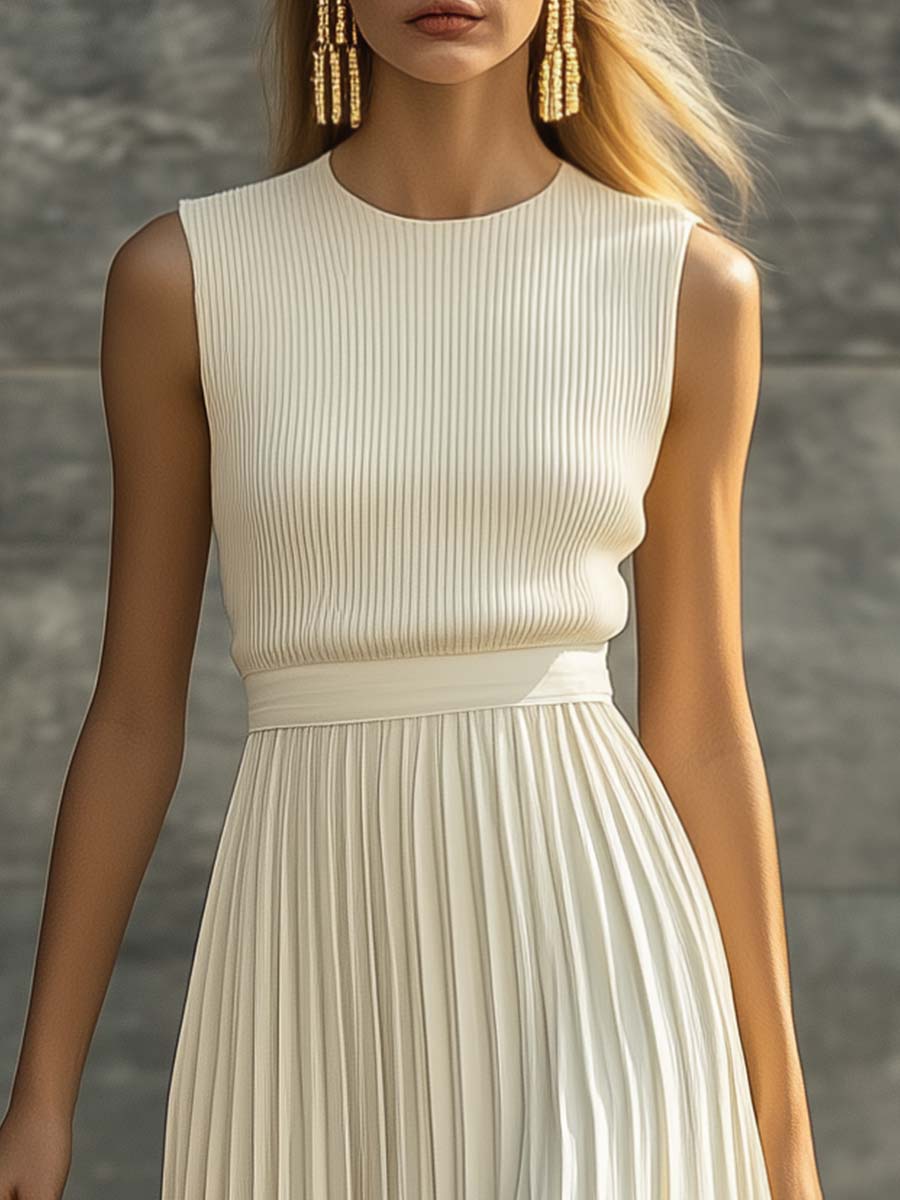 Women's Sleeveless Maxi Dress | Pleated Skirt · Sasha Sydney