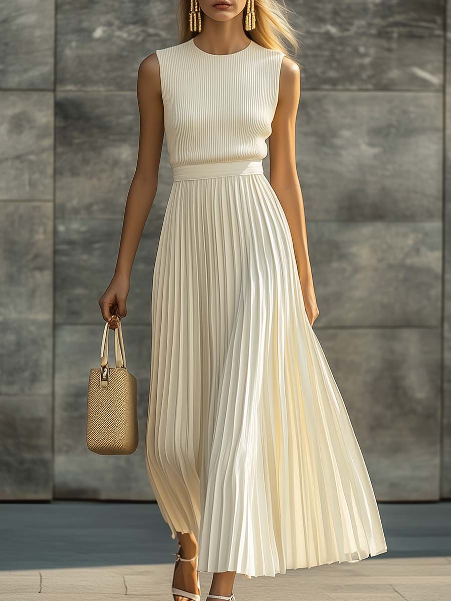 Women's Sleeveless Maxi Dress | Pleated Skirt · Sasha Sydney