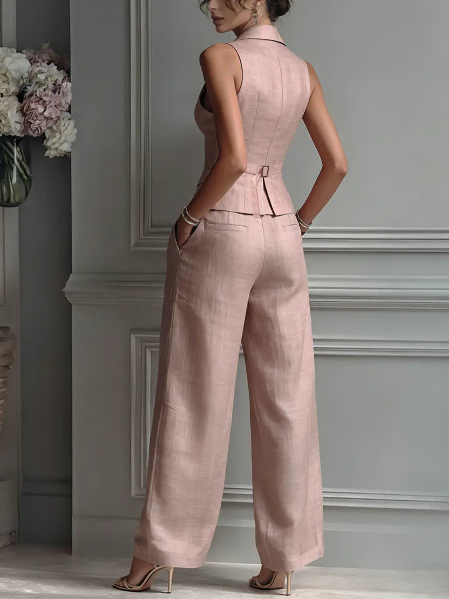 Women's Sleeveless Waistcoat Set | Wide-Leg Trousers · Sasha Sydney