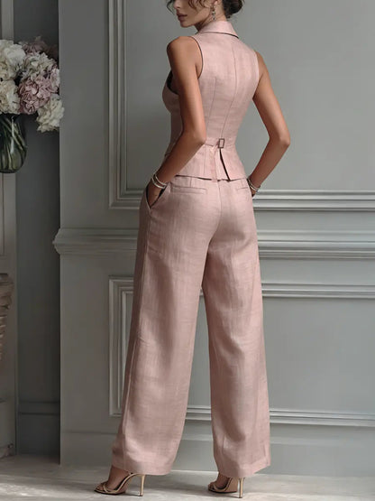 Women's Sleeveless Waistcoat Set | Wide-Leg Trousers · Sasha Sydney