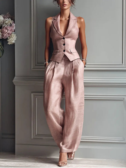 Women's Sleeveless Waistcoat Set | Wide-Leg Trousers · Sasha Sydney