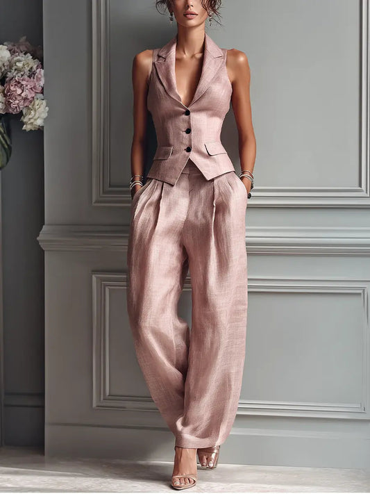 Women's Sleeveless Waistcoat Set | Wide-Leg Trousers · Sasha Sydney