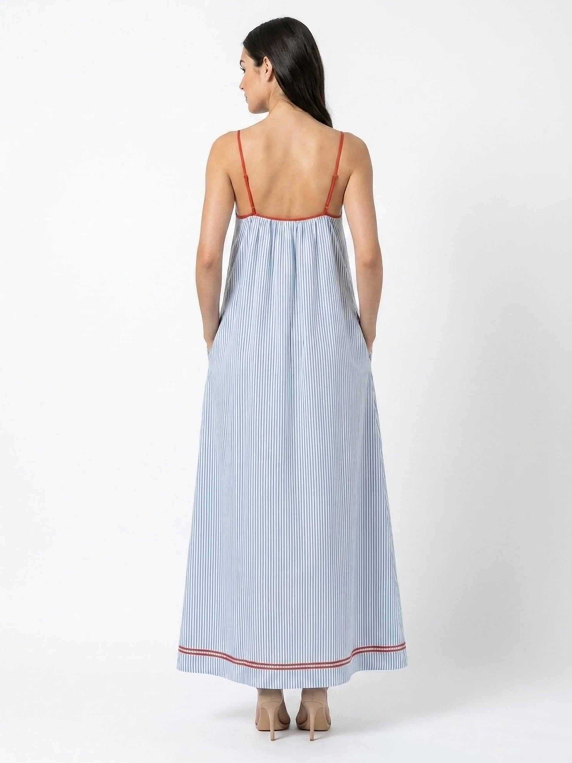 Women's Strappy Maxi Dress | Striped Print · Sasha Sydney