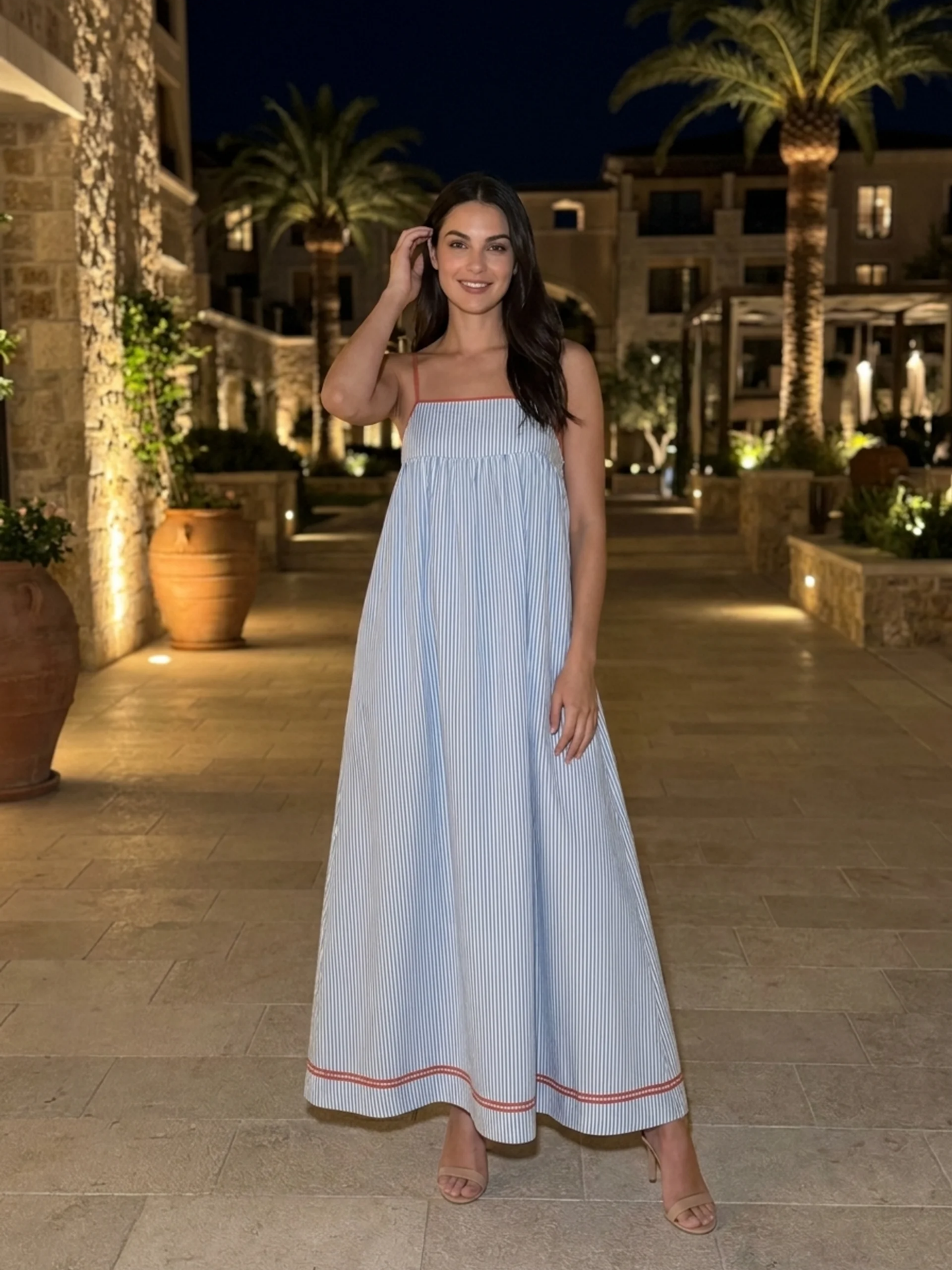 Women's Strappy Maxi Dress | Striped Print · Sasha Sydney