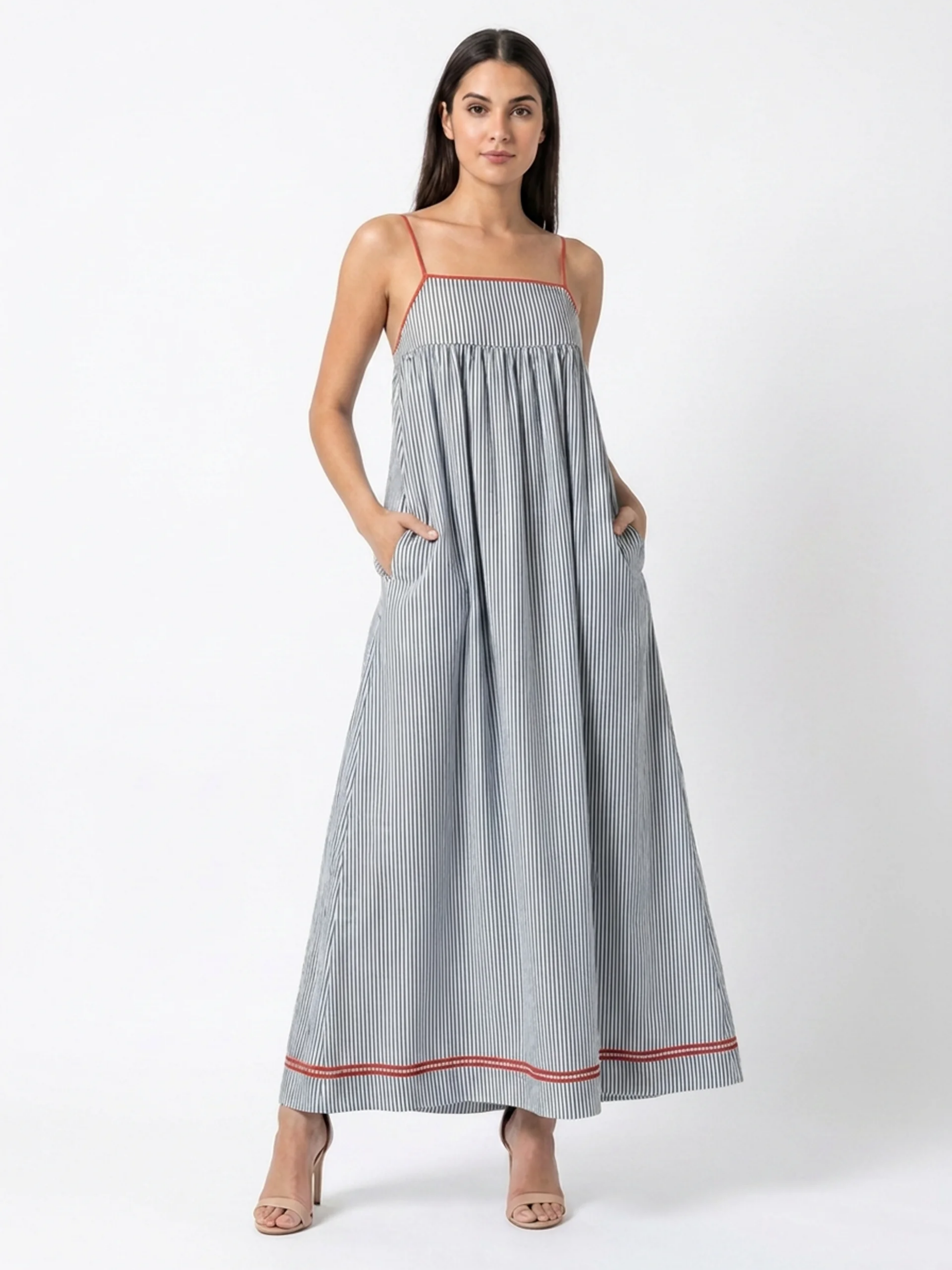 Women's Strappy Maxi Dress | Striped Print · Sasha Sydney