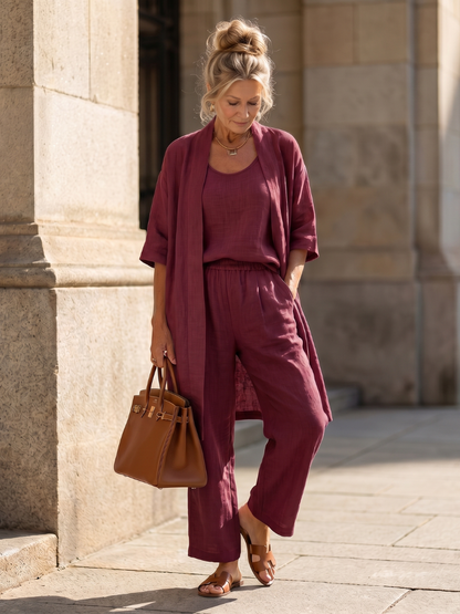 Women's Three-Piece Set | Open Kimono · Sasha Sydney