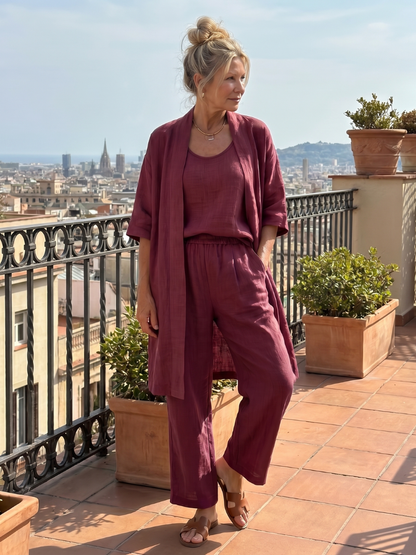 Women's Three-Piece Set | Open Kimono · Sasha Sydney