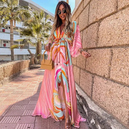 Women's V-Neck Maxi Dress | Abstract Print · Sasha Sydney