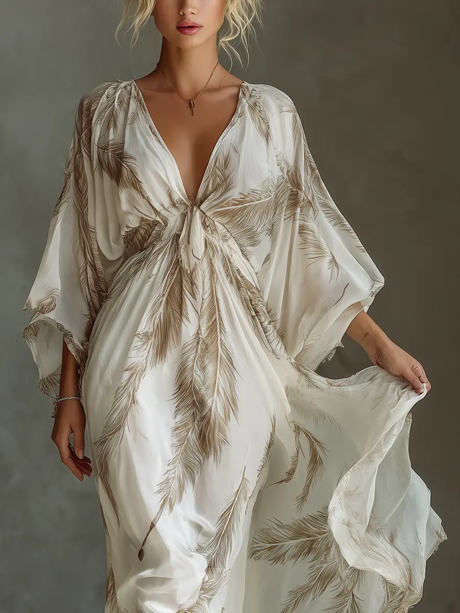 Women's V-Neck Maxi Dress | Palm Print · Sasha Sydney