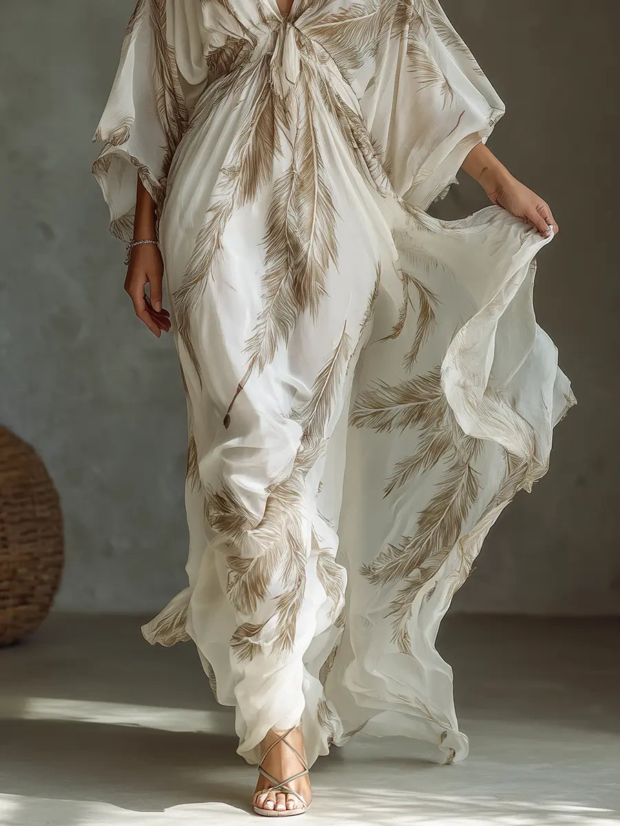 Women's V-Neck Maxi Dress | Palm Print · Sasha Sydney