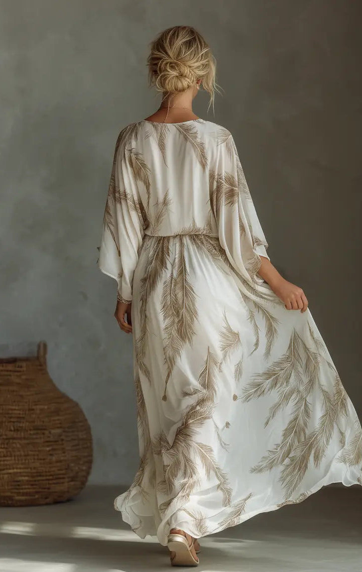 Women's V-Neck Maxi Dress | Palm Print · Sasha Sydney