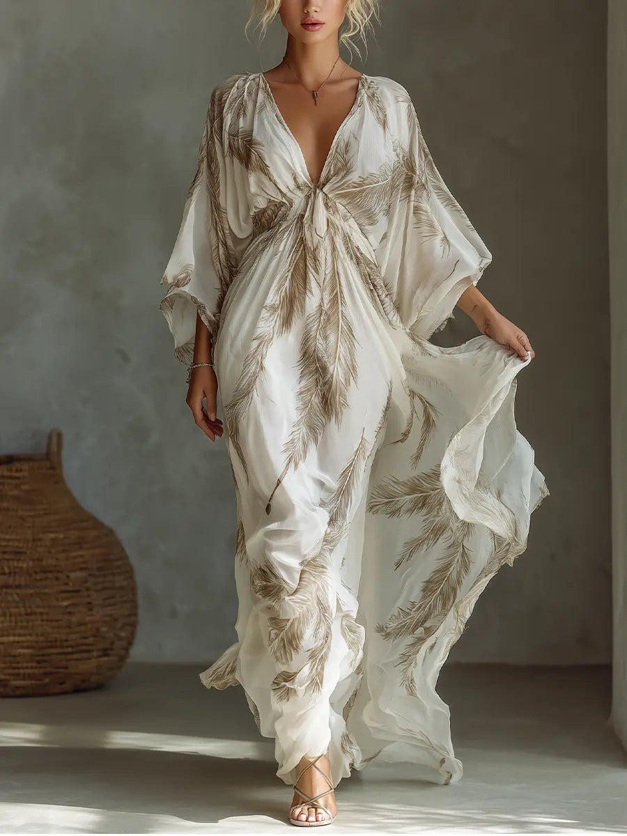 Women's V-Neck Maxi Dress | Palm Print · Sasha Sydney