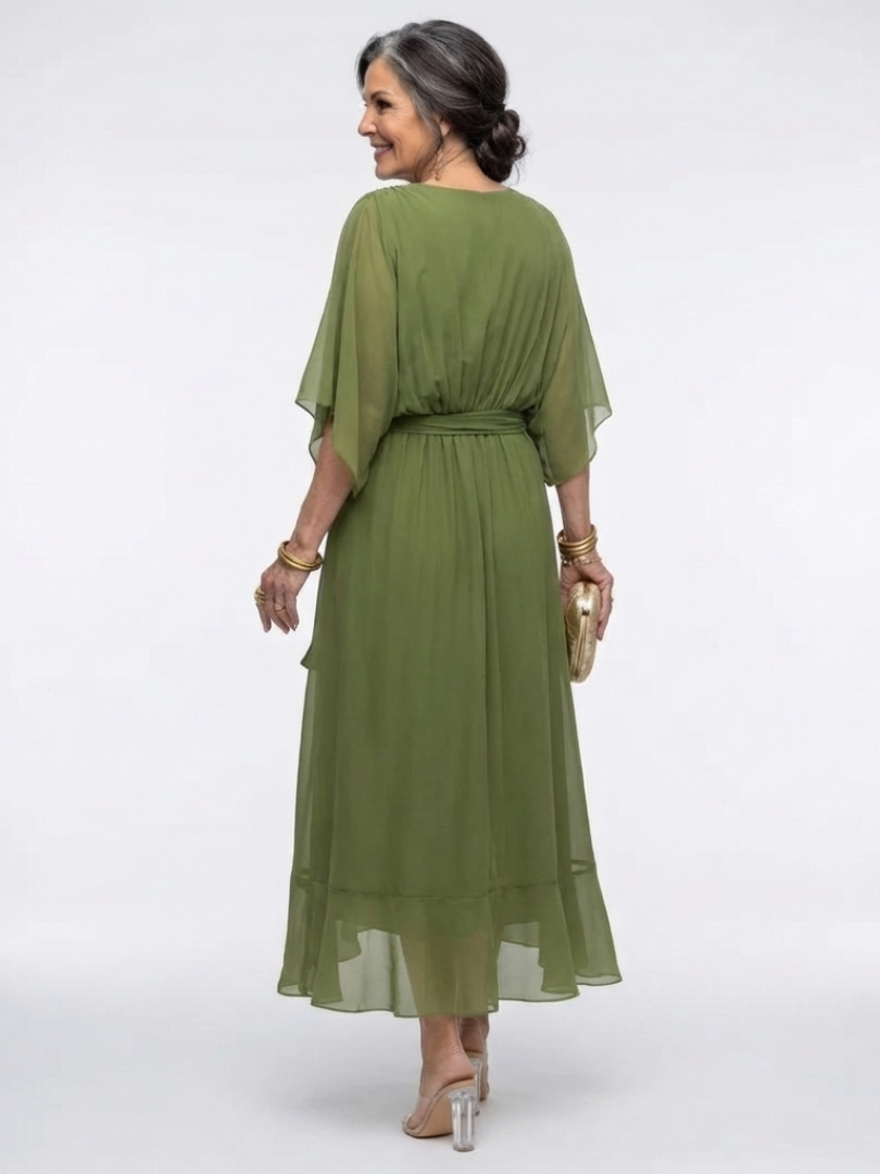 Women's V-Neck Midi Dress | Waist Tie · Sasha Sydney
