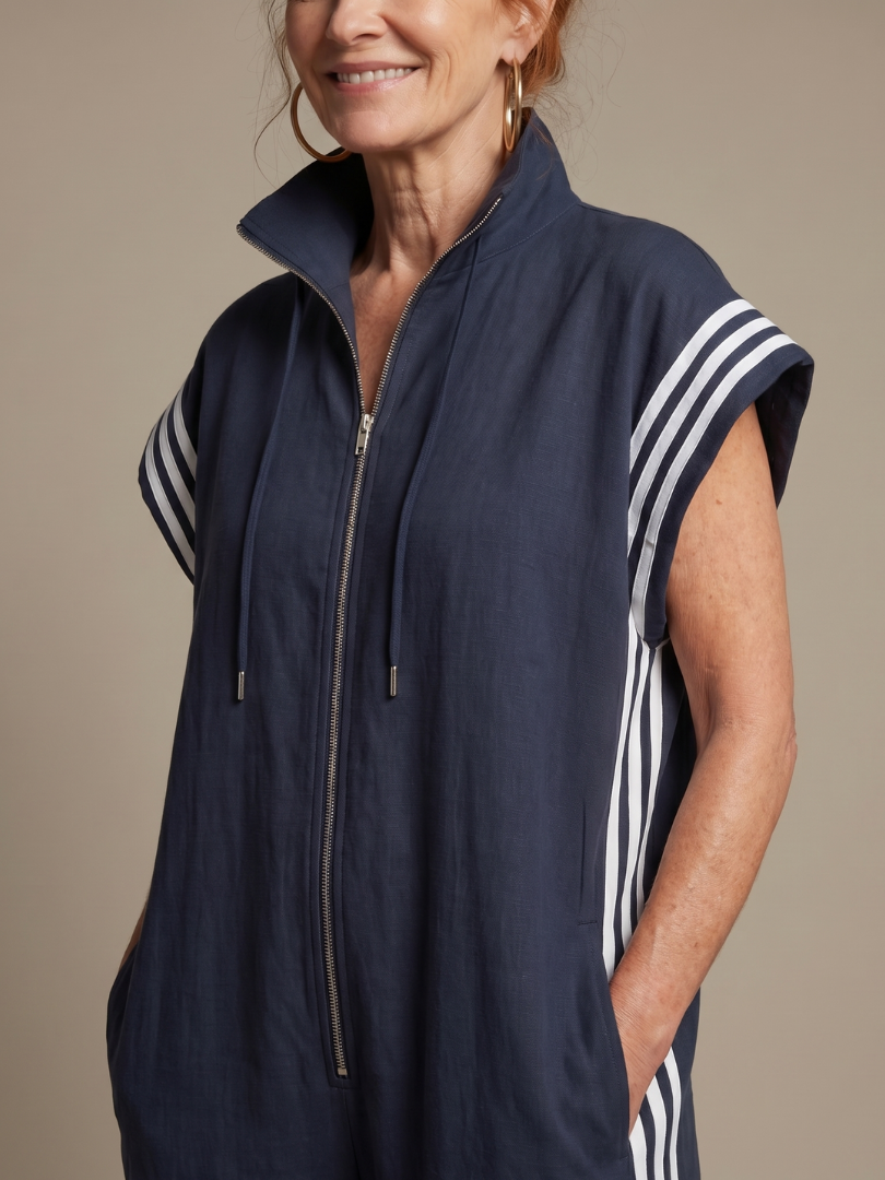 Women's Zip-Front Jumpsuit | Side Stripe · Sasha Sydney