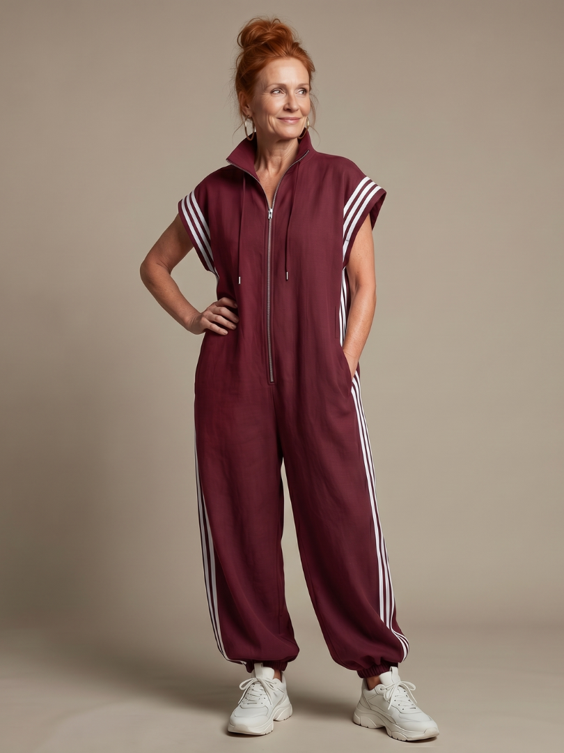 Women's Zip-Front Jumpsuit | Side Stripe · Sasha Sydney