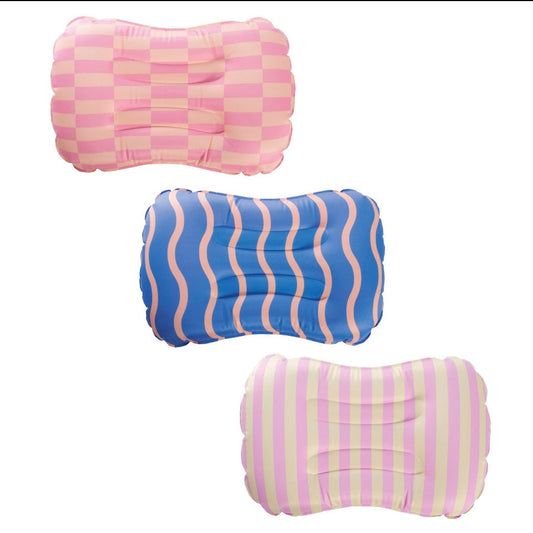 Striped Checkered Pillow | Inflatable Headrest Outdoor Cushion-Pillow-Sasha Sydney